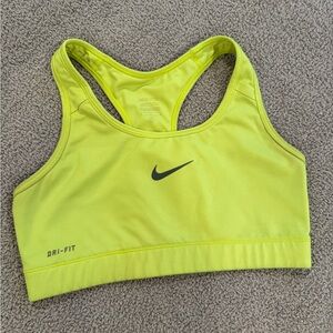 Nike Neon Yellow Dri-FIT Racerback Sports Bra